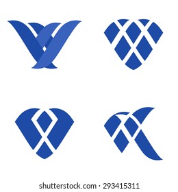 Abstract blue flat geometric logo template set