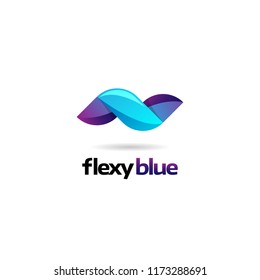 Abstract Blue Flexible Dynamic Logo Sign Symbol Icon