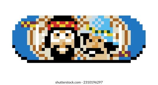 Abstrakter blauer Flip Weed Pothead Cheech Chong Tom Penny Skateboards Deck Board Graphic 8 Bit Pixilated Pixel Art Vector EPS PNG Clip Art Kein transparenter Hintergrund NFT