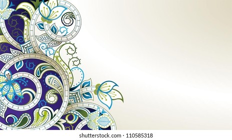 Abstract Blue Floral Background