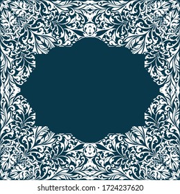 Abstract blue floral pattern background. Art deco wallpaper for holiday cards and invitations