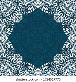 Resumen de fondo de patrón floral azul. Fondo de pantalla Art Deco para tarjetas de vacaciones e invitaciones