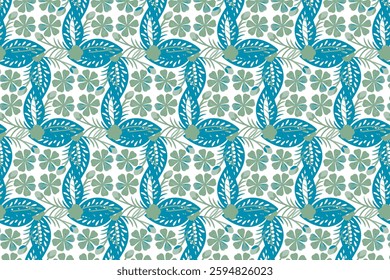 Abstract blue floral seamless pattern set with tree designs for creative projects - Powered by Shutterstock - Get 15% off with code: PIKWIZARD15