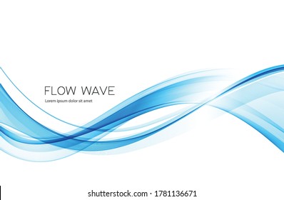 Abstract blue flow waved lines for brochure, website, flyer design. Transparent blue smooth wave. Vector background,