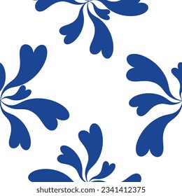 Abstract blue flower illustration, seamless pattern, vector