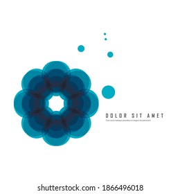Abstract blue flower made circles white background