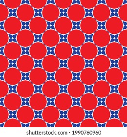 Abstract blue flower patterns on red background, Abstract vector wallpaper, Seamless pattern background.