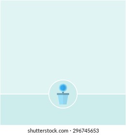 Abstract blue flower pot in circle line on blue background and have space for insert text, vector illustration