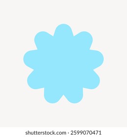 Abstract blue flower shape with rounded petals on a white background. Blue flower design, simple and clean. Blue petals create a floral pattern. Doodle illustration vector.