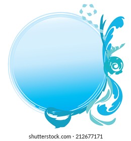 abstract blue flower with space for text on a white  background