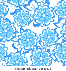 Abstract blue flowers form a seamless composition.