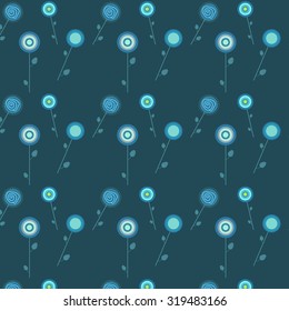 Abstract Blue Flowers Pattern