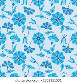 Flores azules abstractas en un patrón sin fisuras.