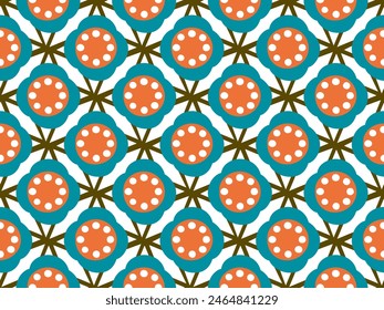 Abstract blue flowers seamless pattern geometric floral motif white background. Vintage ornamental design fashion fabric textile swatch decorative ornament. High resolution image, digital illustration