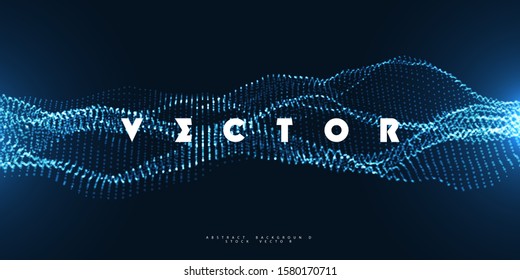 Abstract blue flowing of glowing particles Neon lighting Fluid shape Magic dust Vector illustration