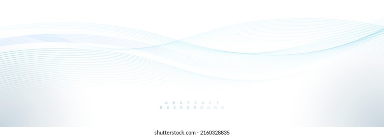 Abstract blue flowing wave lines on white background. Modern colorful smooth wavy lines design element. Transparent wave lines. Suit for poster, cover, website, banner, presentation, brochure