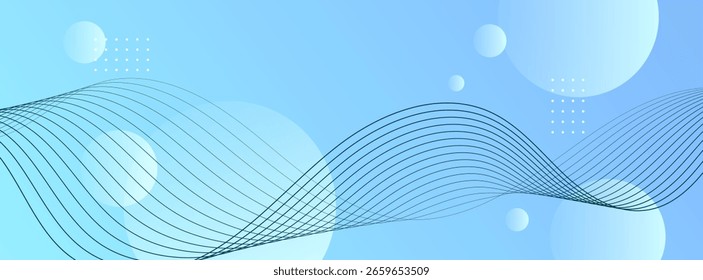 Abstractas líneas ondulatorias y círculos geométricos en un moderno diseño de fondo de Anuncio degradado