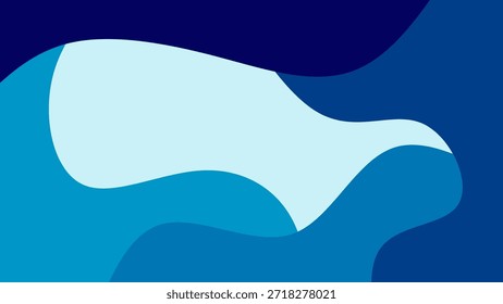 Abstract blue fluid background with central copy space. Minimalist organic liquid shape frame for text or logo. Minimalist wavy abstract background.