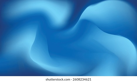 abstract blue fluid background features soft, flowing curves with a harmonious blend of light and deep blue tones.