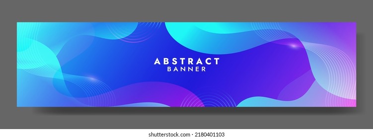 Abstract Blue Fluid Banner Template. Modern background design. gradient color. Dynamic Waves. Liquid shapes composition. Fit for banners
