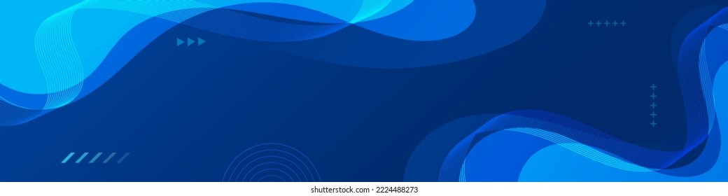 Abstract Blue Fluid Banner Template. Modern background design. gradient color. Dynamic Waves. Liquid shapes composition. Fit for banners