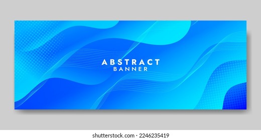 Abstract Blue Fluid Banner Template. Modern background design. gradient color. Dynamic Waves. Liquid shapes composition. Fit for banners