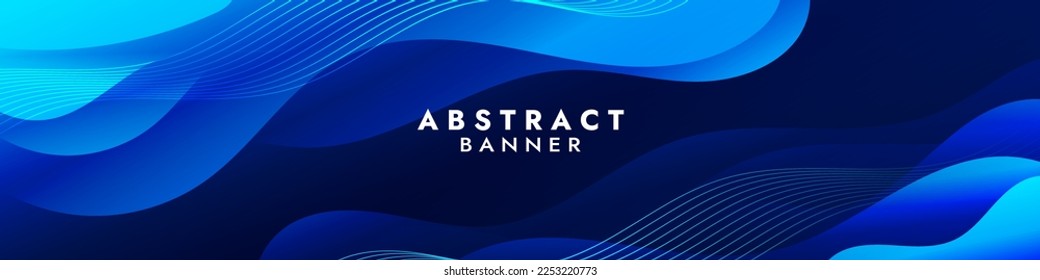Abstract Blue Fluid Banner Template. Modern background design. gradient color. Dynamic Waves. Liquid shapes composition. Fit for banners