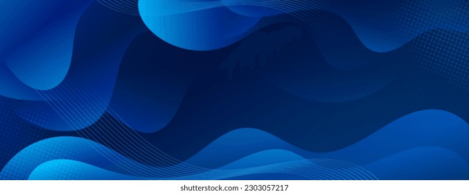 Abstract Blue Fluid Banner Template. Modern  background design. gradient color. Dynamic Waves. Liquid shapes composition.  Fit for banners