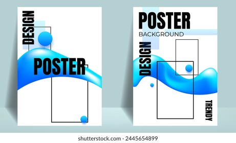 conjunto de diseño de fondo de póster o cubierta de fluido azul abstracto. Ilustración vectorial
