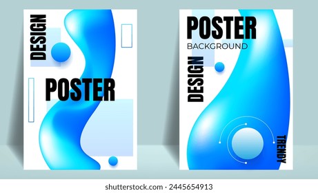 abstract blue fluid poster or cover background. vector illustration