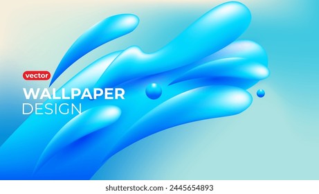 abstract blue fluid wallpaper background. 3d water design. vector illustration
