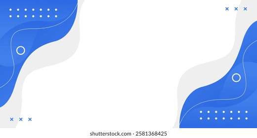 Abstract blue fluid wave background with geometric shapes. Modern dynamic wallpaper. Template banner background for sales, business, ads, events, web, pages, and others