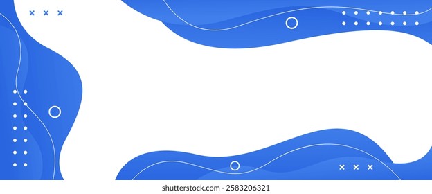 Abstract blue fluid wave background with geometric shapes. Modern dynamic wallpaper. Template banner background for sales, business, ads, events, web, pages, and others