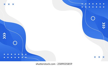 Abstract blue fluid wave background with geometric shapes. Modern dynamic wallpaper. Template banner background for sales, business, ads, events, web, pages, and others