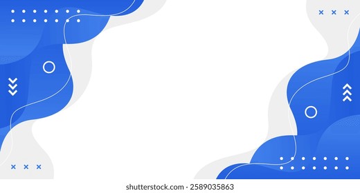 Abstract blue fluid wave background with geometric shapes. Modern dynamic wallpaper. Template banner background for sales, business, ads, events, web, pages, and others
