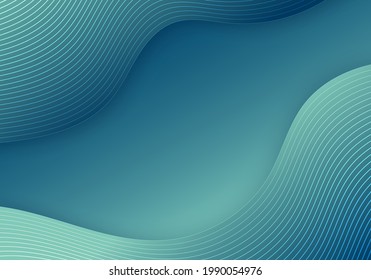 Abstract blue fluid wave gradient shape and lines template background. Vector illustration