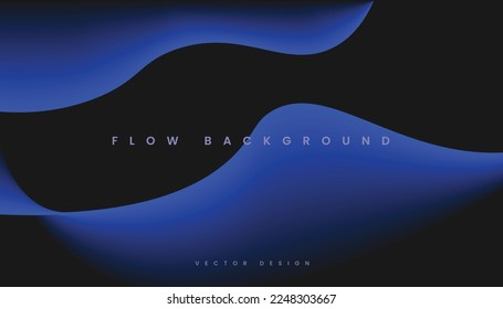 Abstract Blue Fluid Wave on Dark Background. Gradient 3d Flow Liquid Shape. Dynamic Shapes Composition. Vector Illustration
