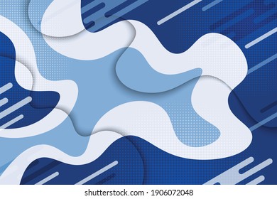 Abstract blue fluid wavy pattern design of element decoration template. Overlapping with halftone design tech artwork background. illustration vector