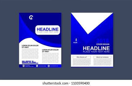 Abstract Blue flyer and cover design background. Vector illustration template in A4 size.