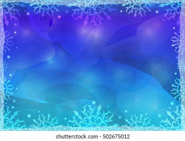 Abstract blue flyer template - Vector background design elements with snowflakes.  Winter banners with snowflakes. Winter frame. Winter template. Christmas frame. Christmas background.