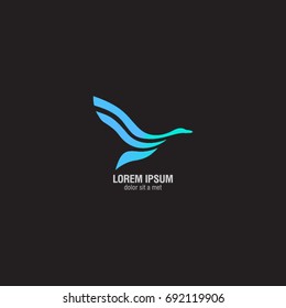 abstract blue flying bird logo