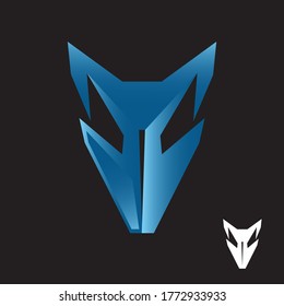 Abstract Blue Fox Head Icon Symbol. Abstract Wild Animal Mascot Vector Illustration EPS.8 EPS.10