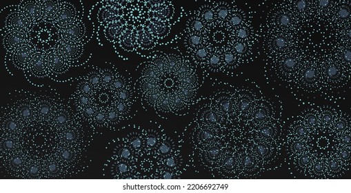 Abstract blue fractal flower elements on black background. Vector abstract Illustration for web, posters, banners, presentation.