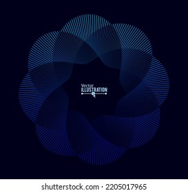 Abstract Blue Fractal Flower Mandala Pattern. Kaleidoscope Design Background. Abstract Sacred Geometry Mysterious Mandala Concept. Vector Illustration. svg