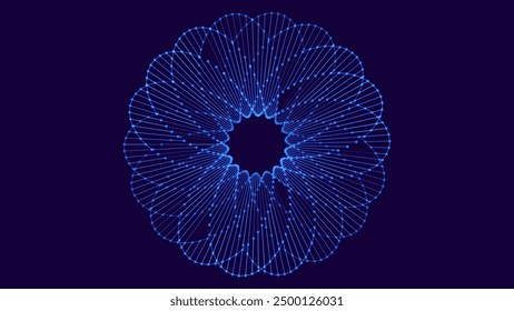 Abstract Blue Fractal Flower Mandala Pattern. Kaleidoscope Design Background. Abstract Sacred Geometry Mysterious Mandala Concept. Vector Illustration.