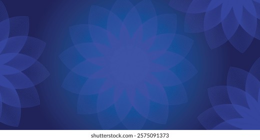 Abstract Blue Fractal Flower Mandala Pattern. Kaleidoscope Design Background. Abstract Sacred Geometry Mysterious Mandala Concept. Vector Illustration.