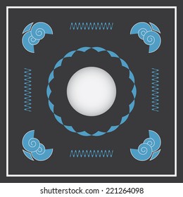Abstract blue frame with borders, marine style for design and decoration