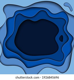 Resumen de plantilla de fondo de corte de papel de marco azul con posición para el texto. EPS10 de ilustración vectorial