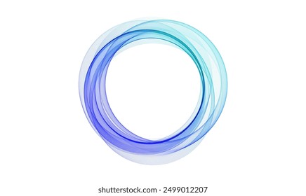 Marco azul Abstractas de líneas de onda redonda sobre fondo blanco