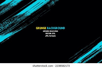 Abstract Blue Frame Sport Grunge Design On Black Background, Minimal Abstract Blue Cyan Frame Grunge 